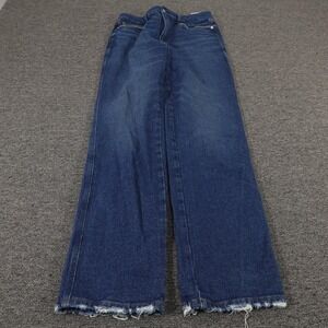 Good American Jeans Womens 4 Blue Good Curve Straight High Rise Frayed Hem Denim